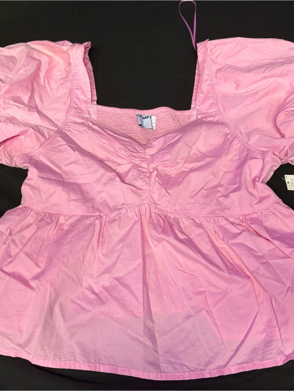 Old Navy Pink Puff Sleeve Peplum Blouse